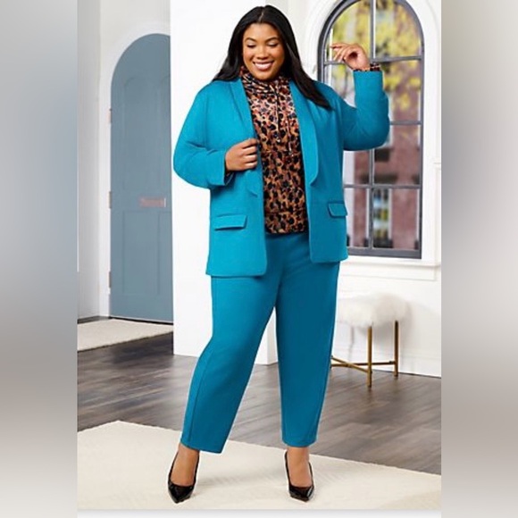 Stacy London Ponte Blazer w/ Shawl Collar & Ruched Sleeve, Medium (size 10-12) - Picture 5 of 5